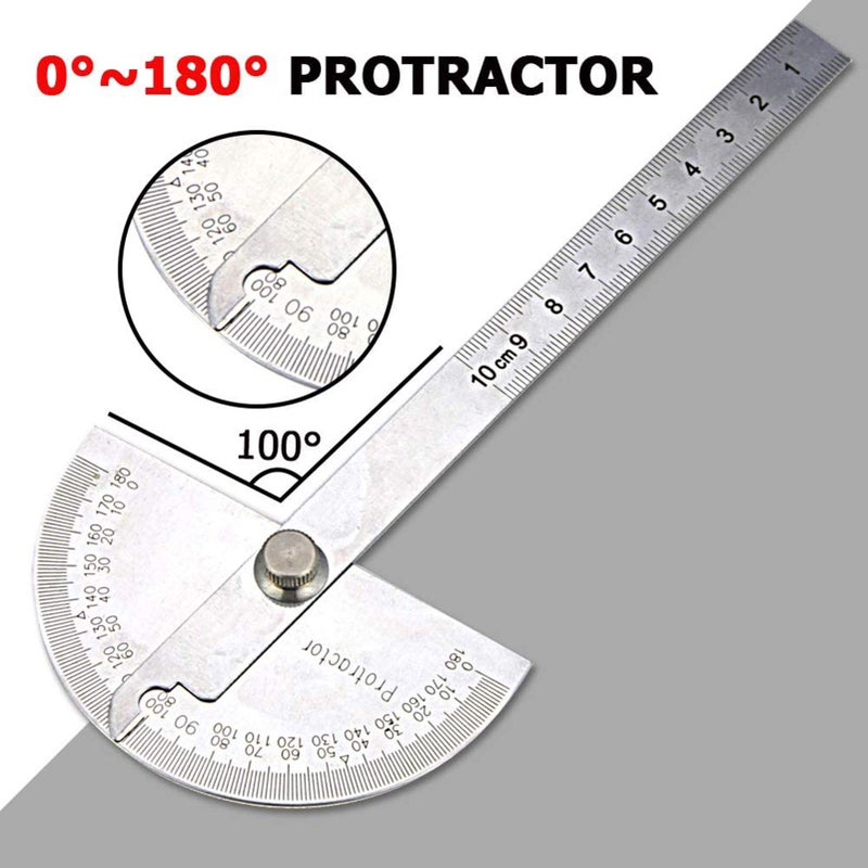 Nortools Protractor - Angle Finder Stainless Steel 0-180Â° Round Head Adjustable Protractors Ruler Woodworking Machinist Craftsman Ruler Machinist Tools(10 cm/ 3.94 Inch) - Image 5